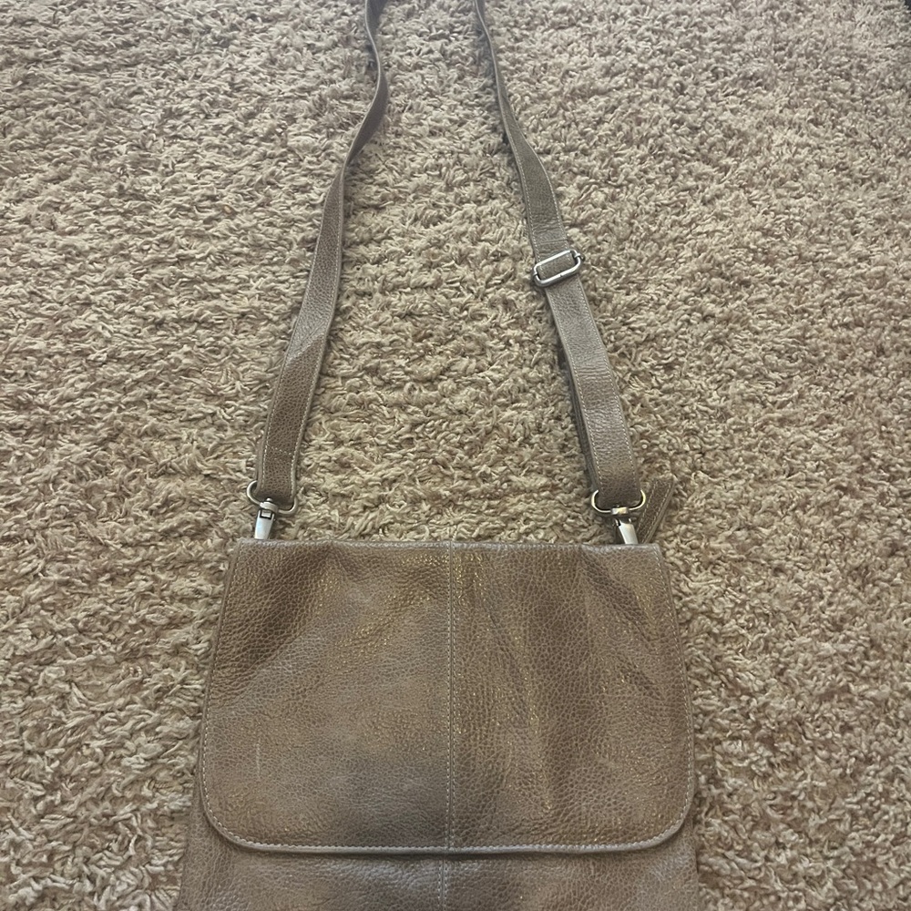 Latico Taupe Leather Crossbody Bag